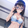 black-framed round eyewear, lightblue lingerie 02[rating:general] 5枚目