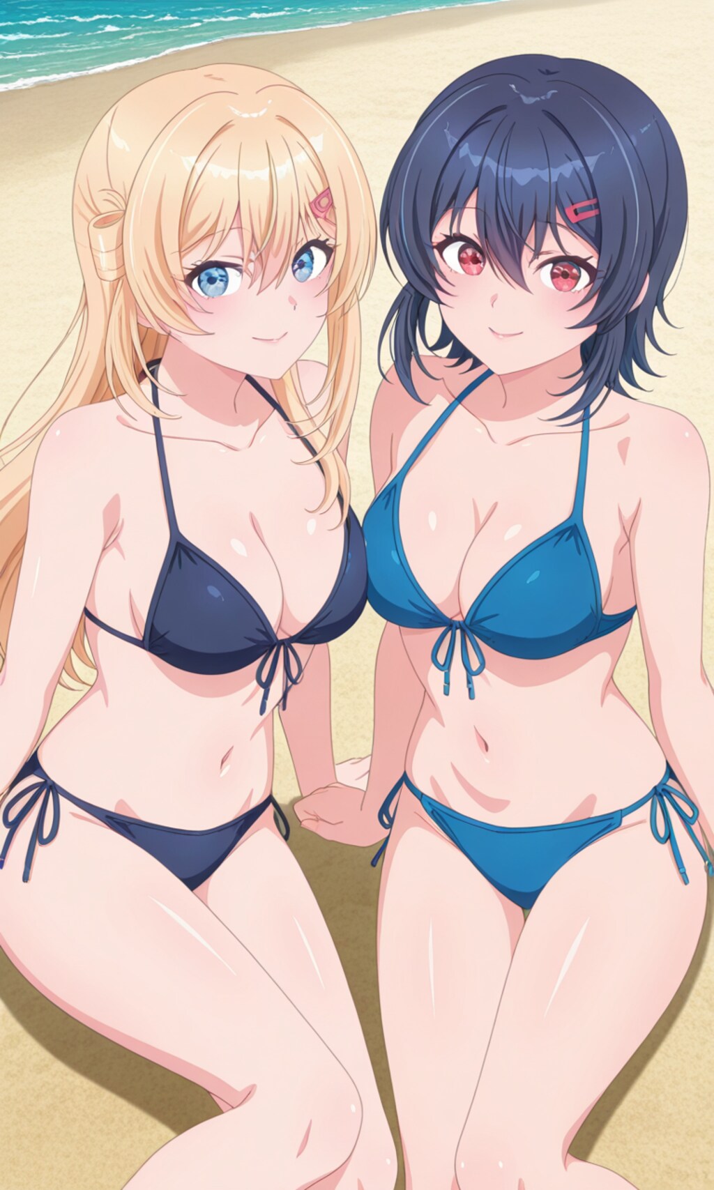 海＆夕の沖縄旅行のビーチで仲良しビキニ👙✈️🏖️❤️
