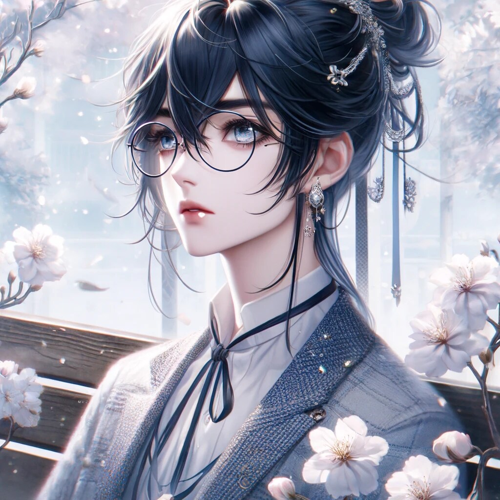 眼鏡男子と桜