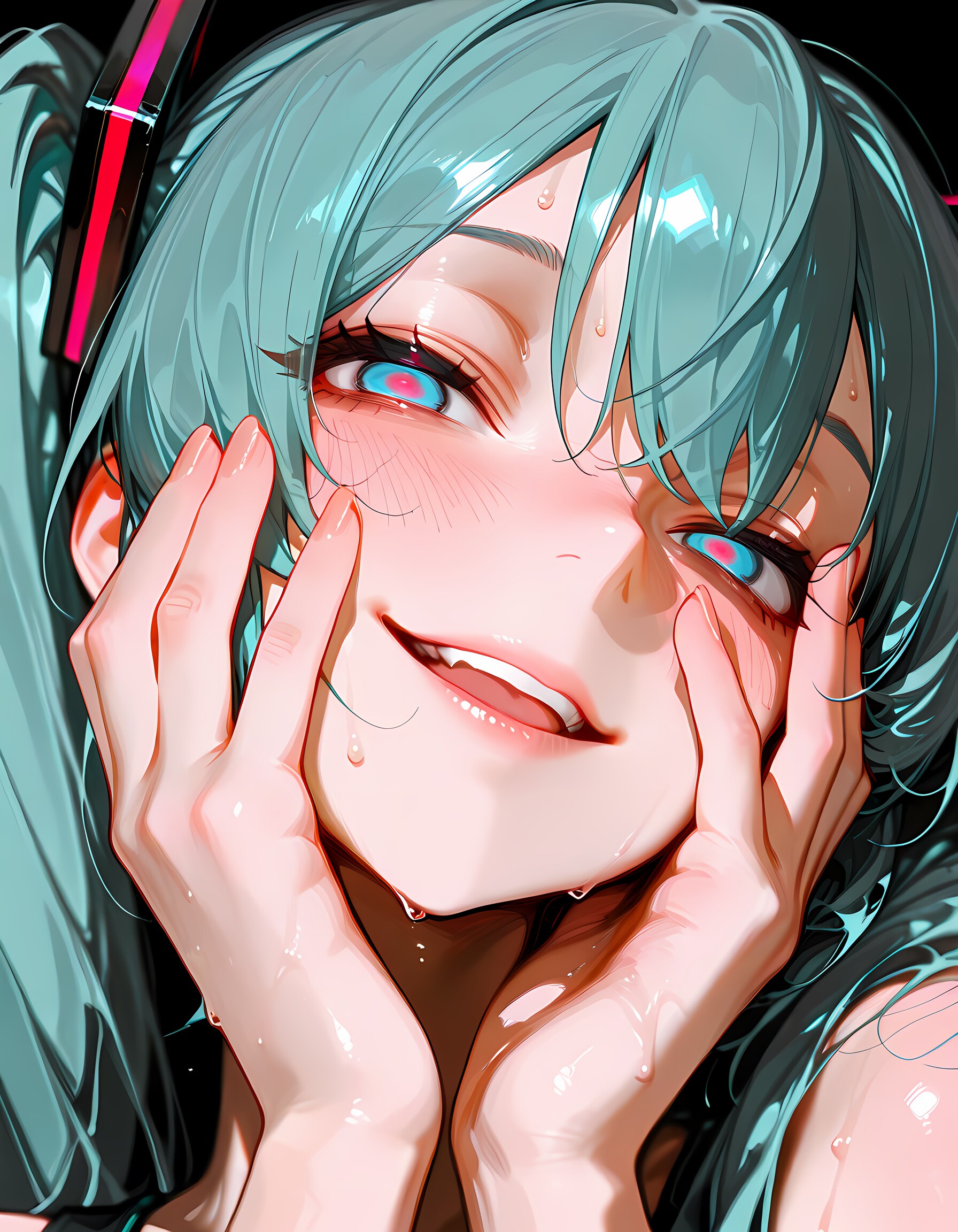 視線で煽ってくるミクさん