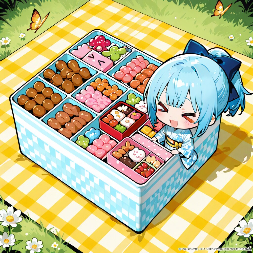 ピクニックする青髪ちゃん