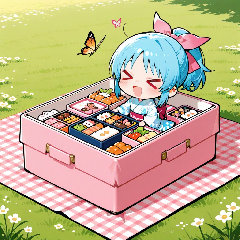 ピクニックする青髪ちゃん