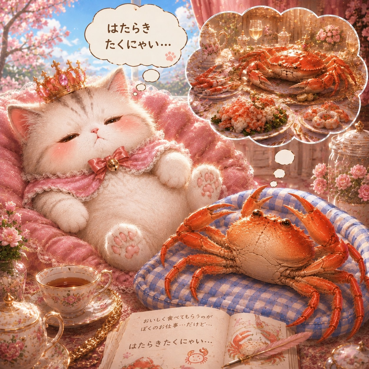ねこさまとカニさんもはたらきたくない | の人気AIイラスト・グラビア