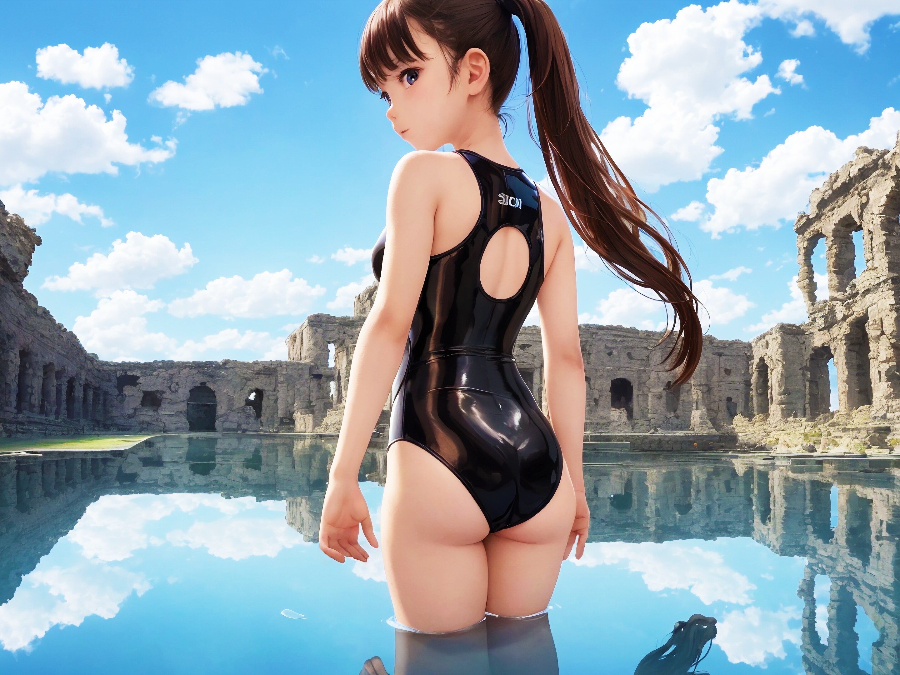 廃墟で水遊び3