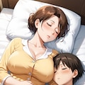 疲れて眠る母子 3枚目