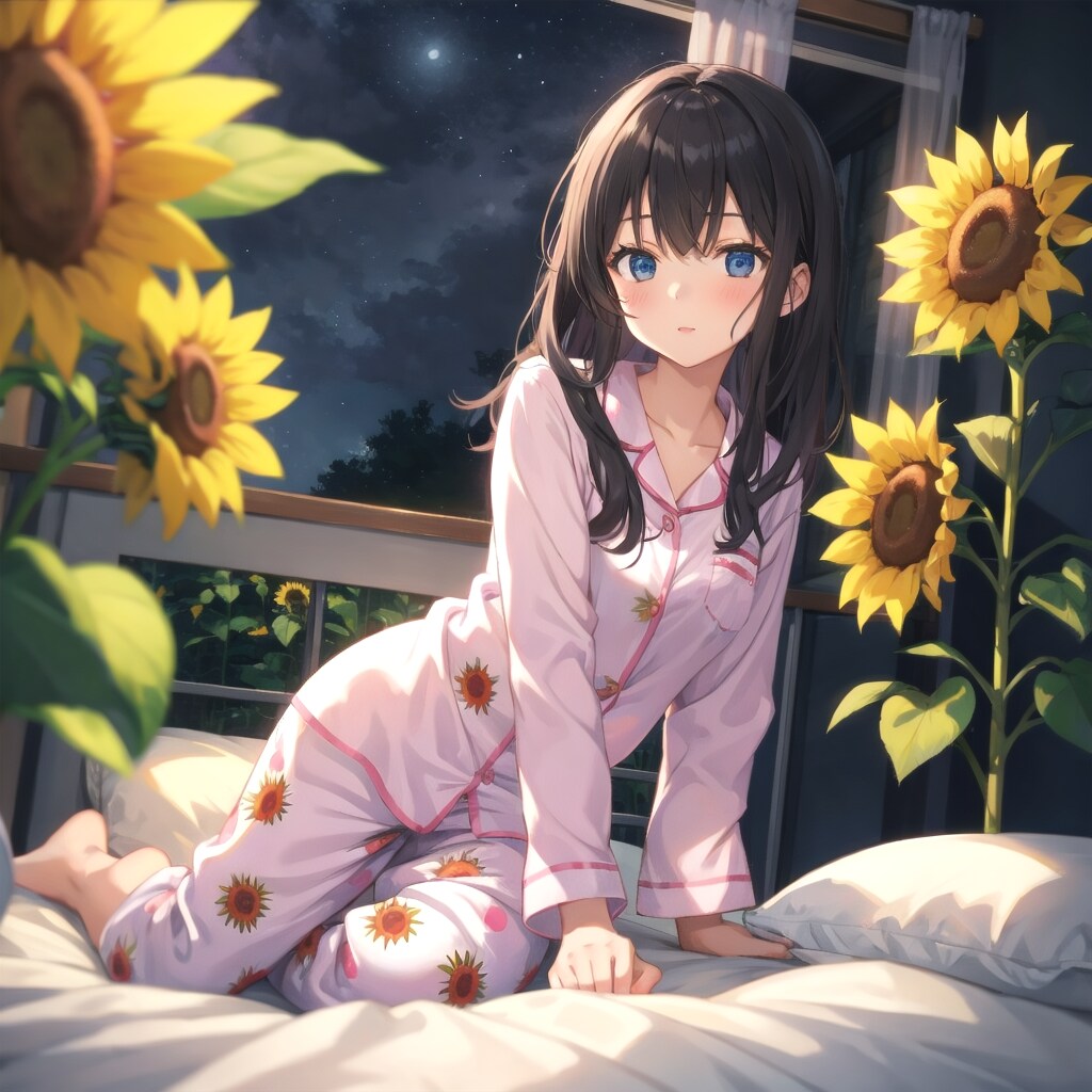 （パジャマ、ひまわり畑）