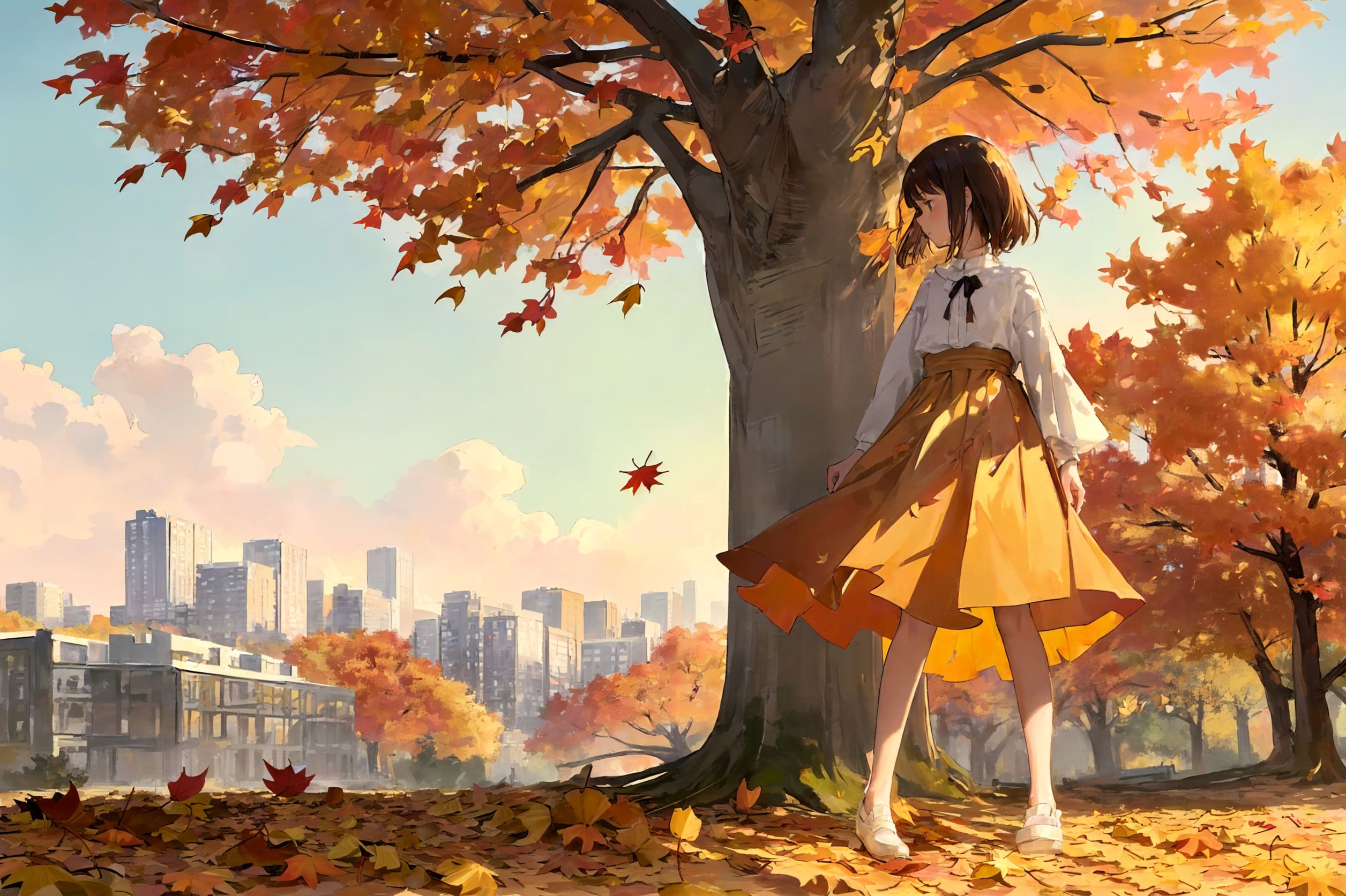 紅葉に溶け込む少女 | の人気AIイラスト・グラビア