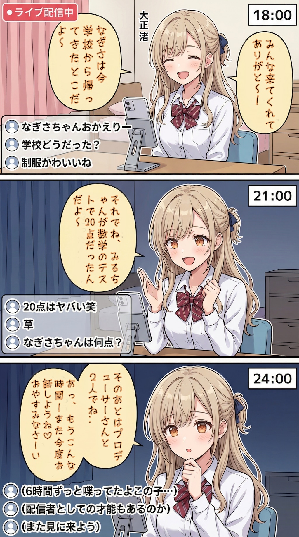 自宅でライブ配信をするアイドル