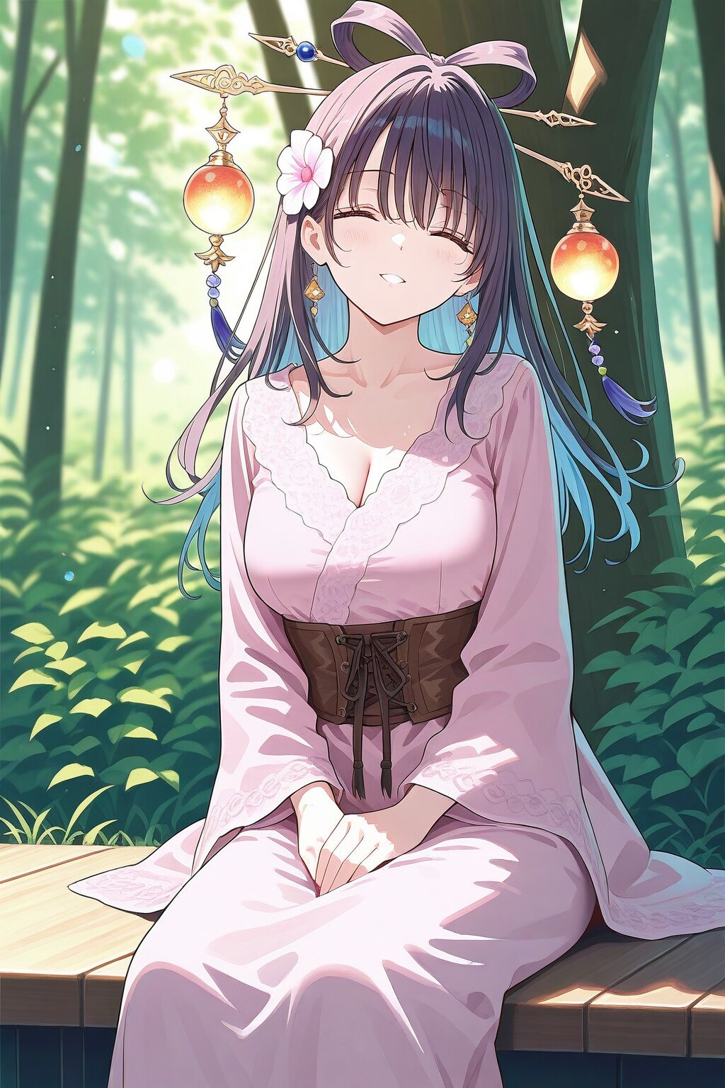 森にいる女性シャーマン