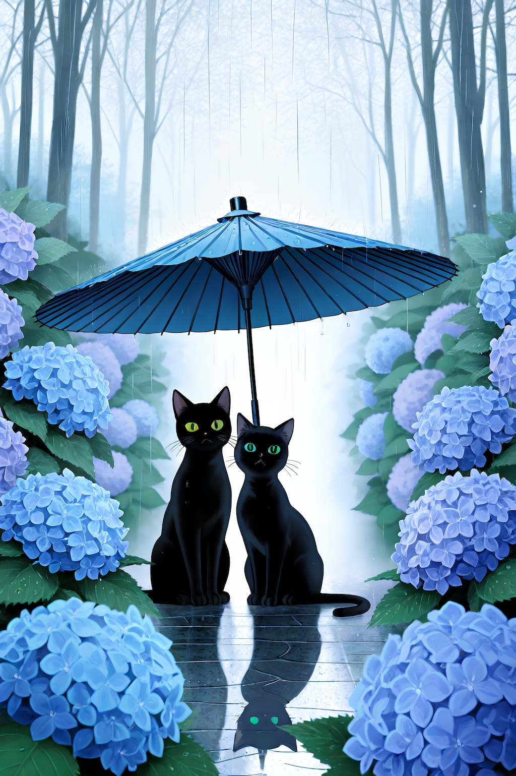 黒猫と雨
