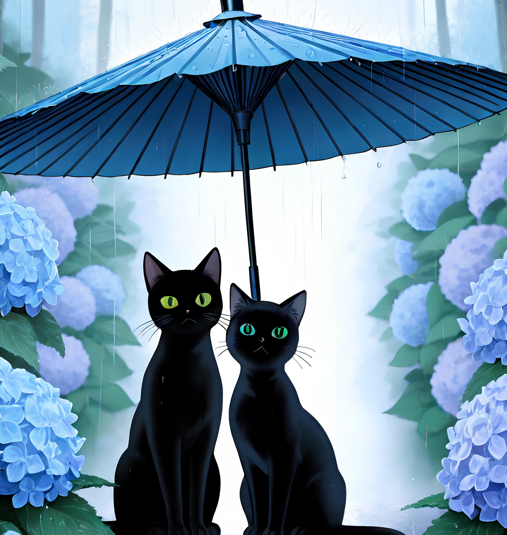 黒猫と雨