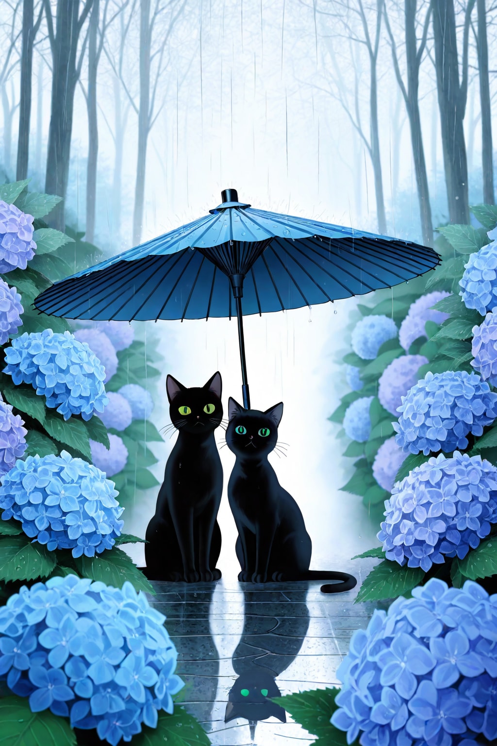 黒猫と雨
