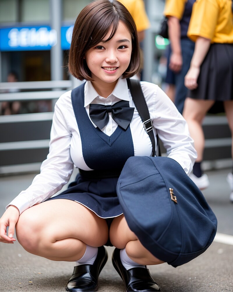 路上ガニ股JK