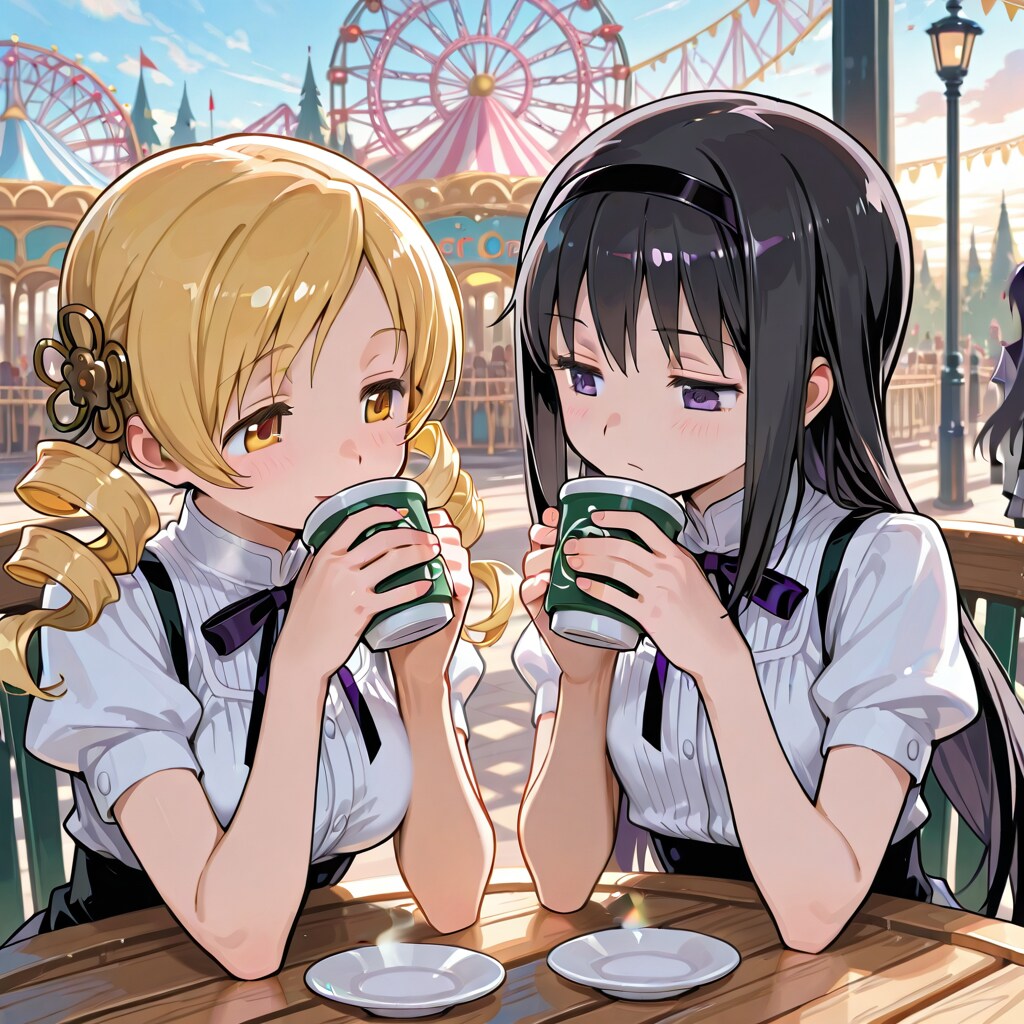 巴マミと暁美ほむらが遊園地でデート