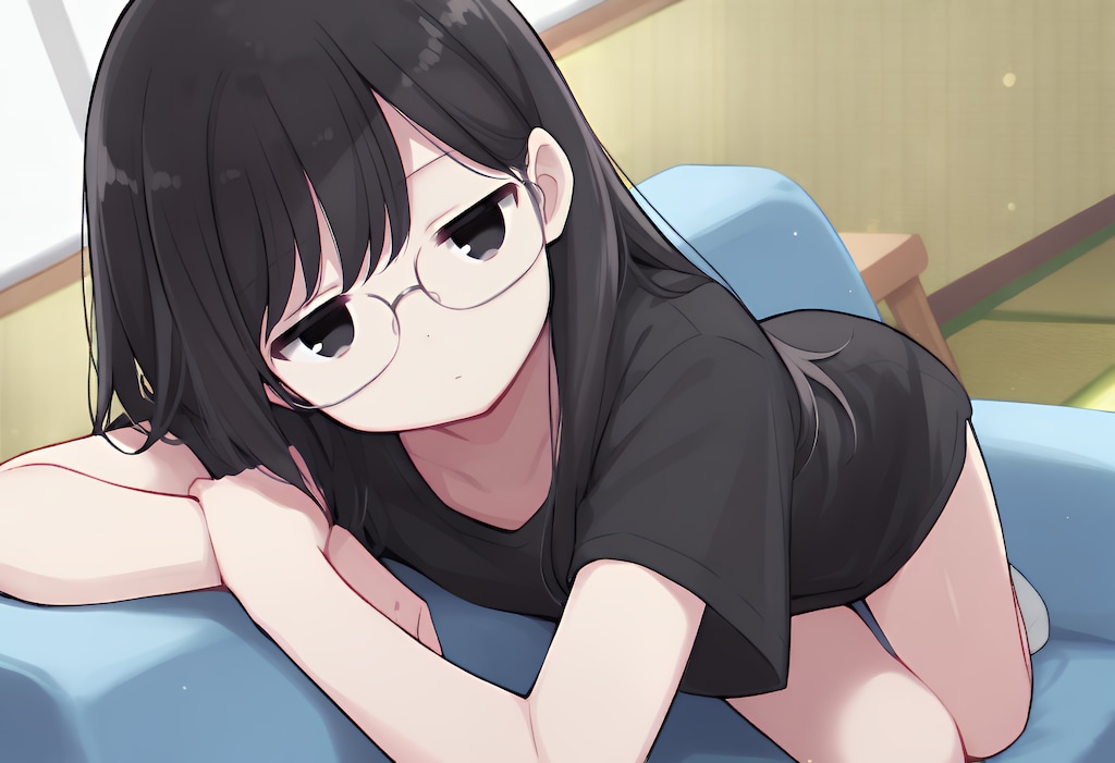 黒髪ダウナー眼鏡娘