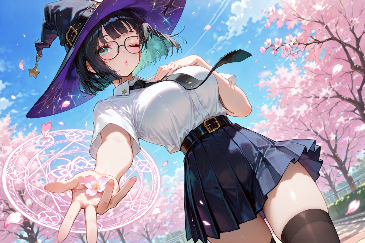 桜に投げキッス | の人気AIイラスト・グラビア