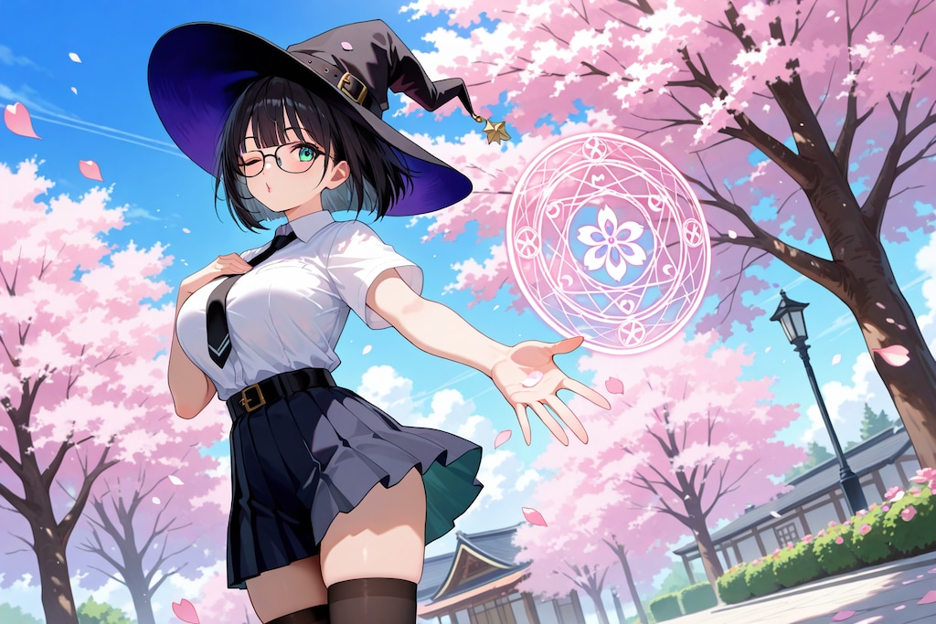 桜に投げキッス