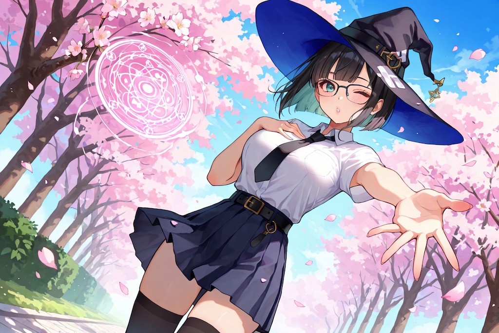 桜に投げキッス