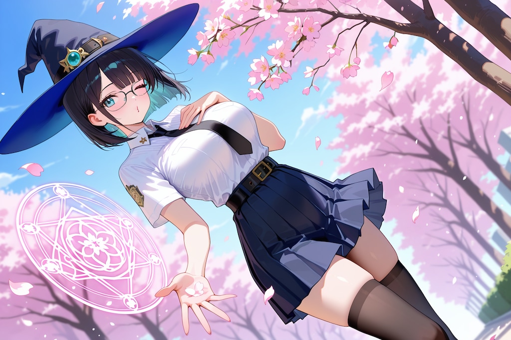 桜に投げキッス