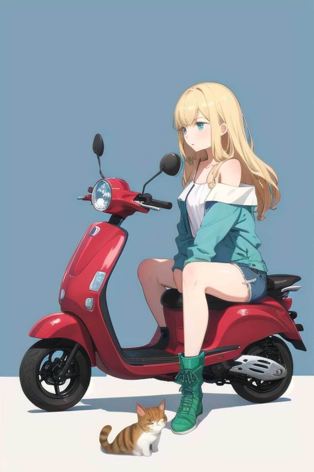 スクーターと猫と彼女