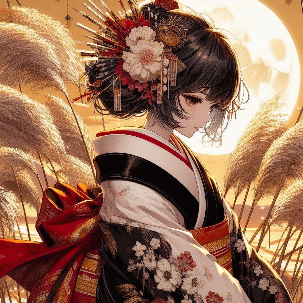 葉月／芒に月
