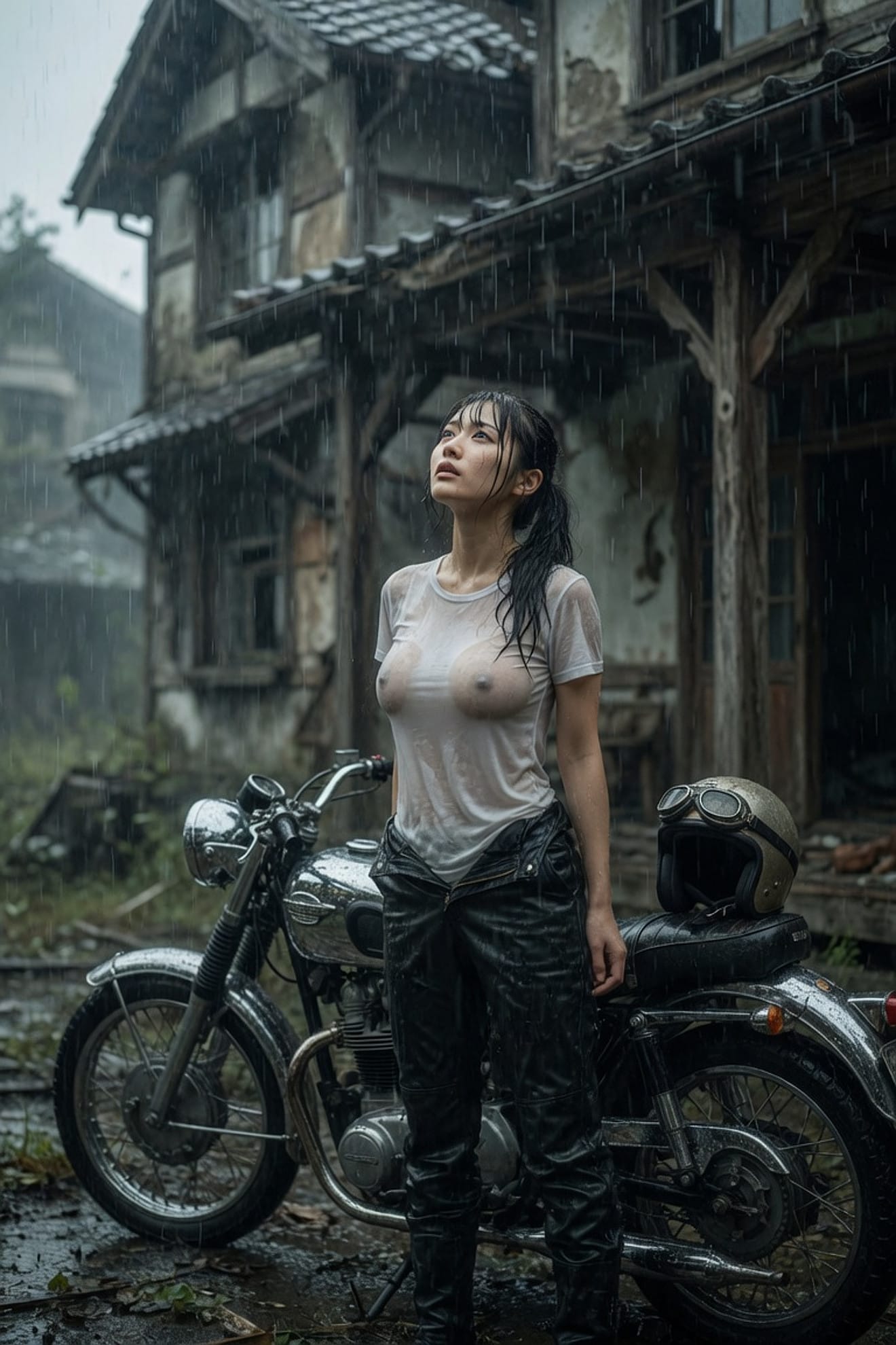【バイクと女の子】(R18版)どしゃぶりの雨の中で(煩悩企画「バイクと女の子エントリー作品」)