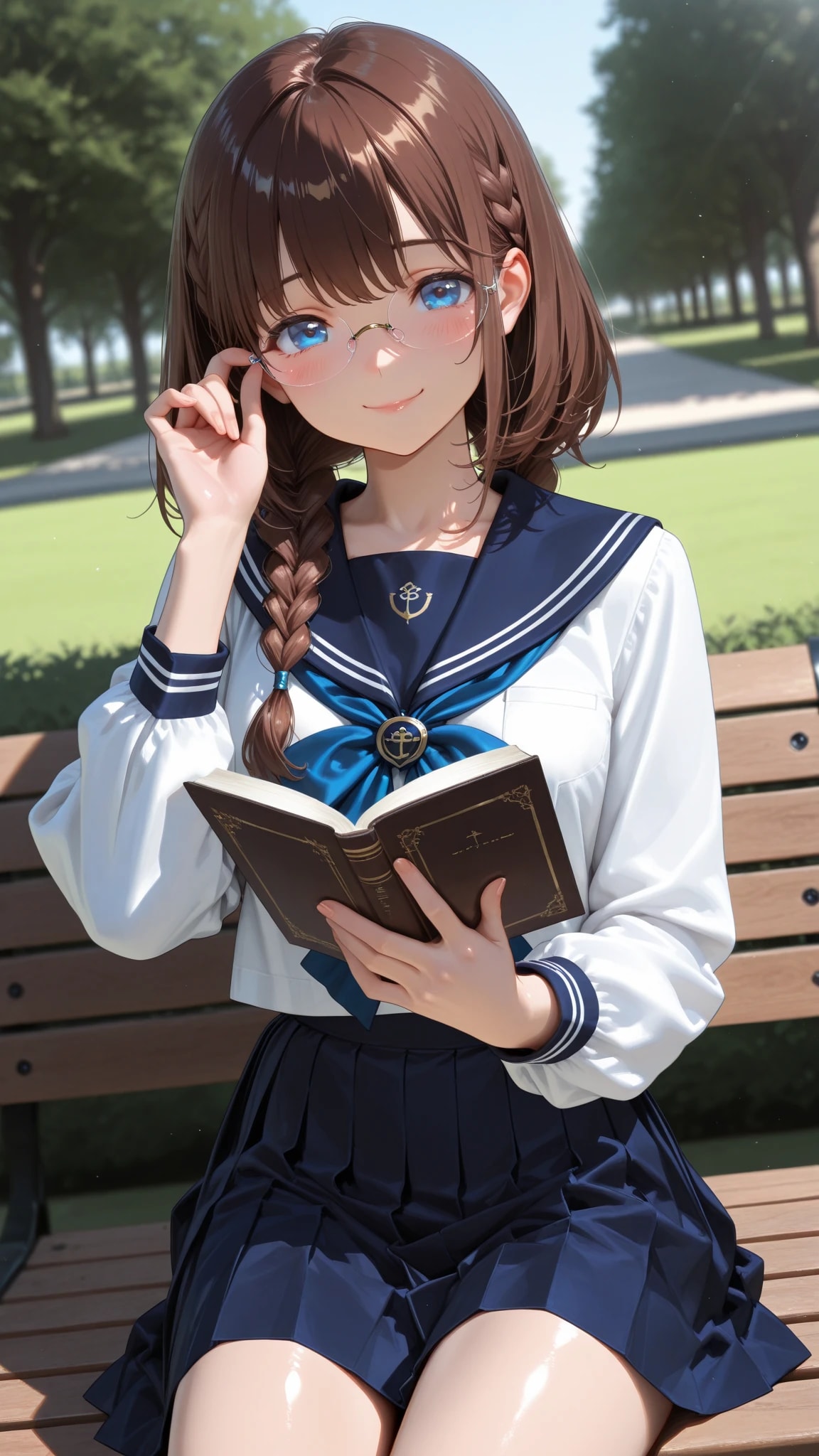 めがね三つ編み