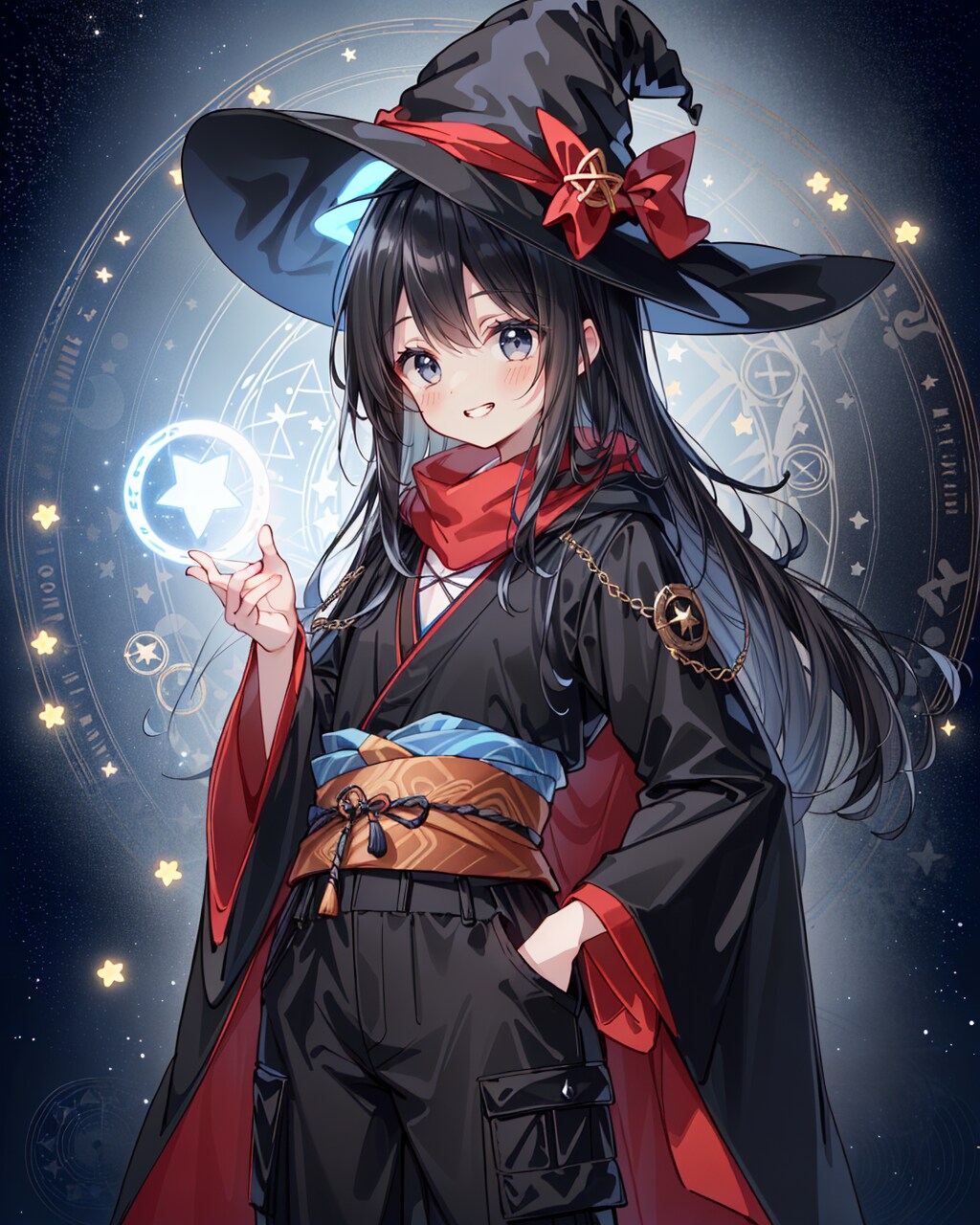 星の魔法で星型魔法陣を作る魔女