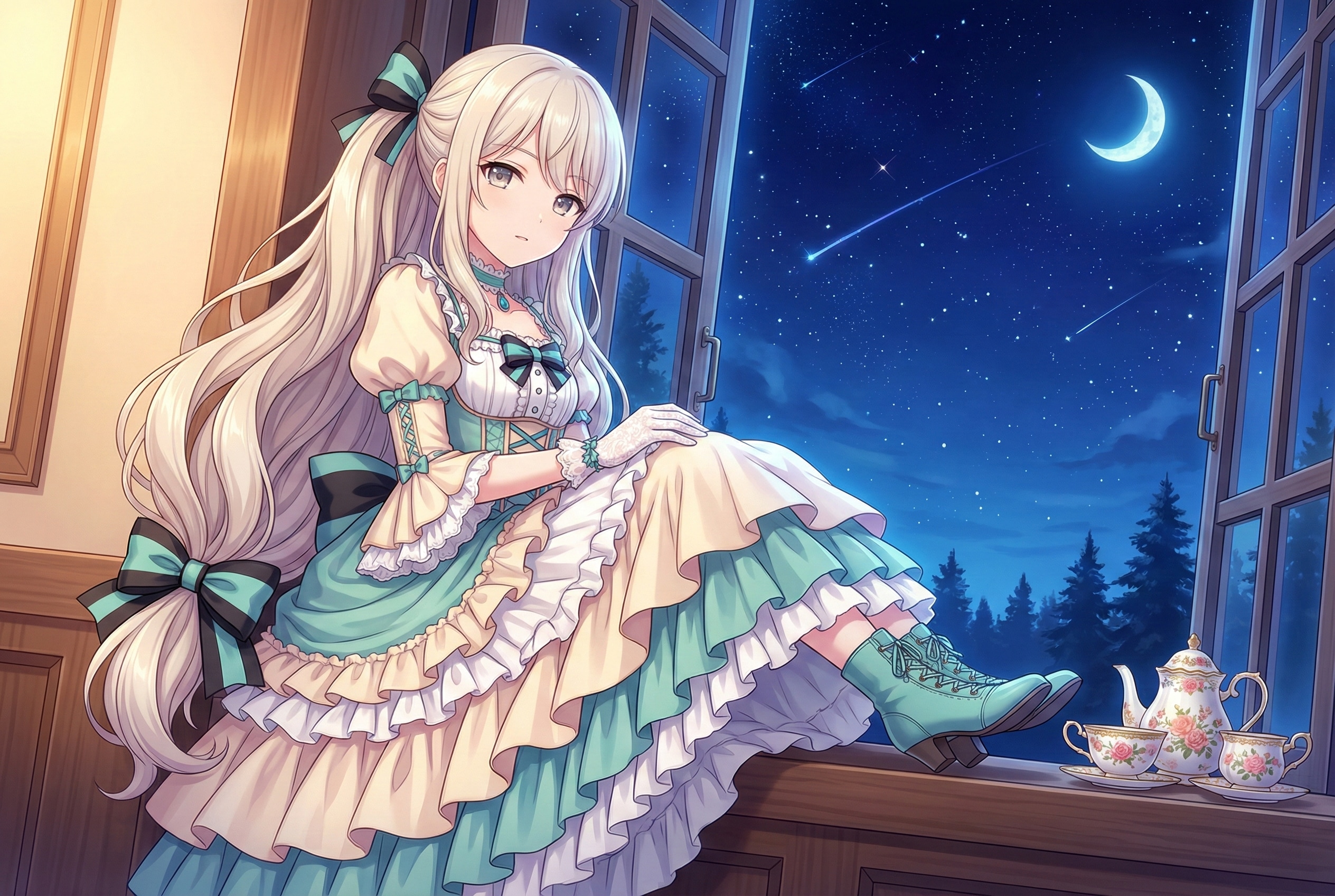 月影に寄り添う薔薇色 | の人気AIイラスト・グラビア