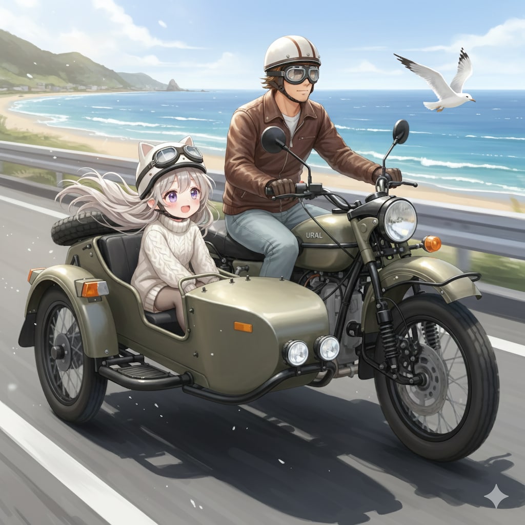 海岸沿いをツーリング