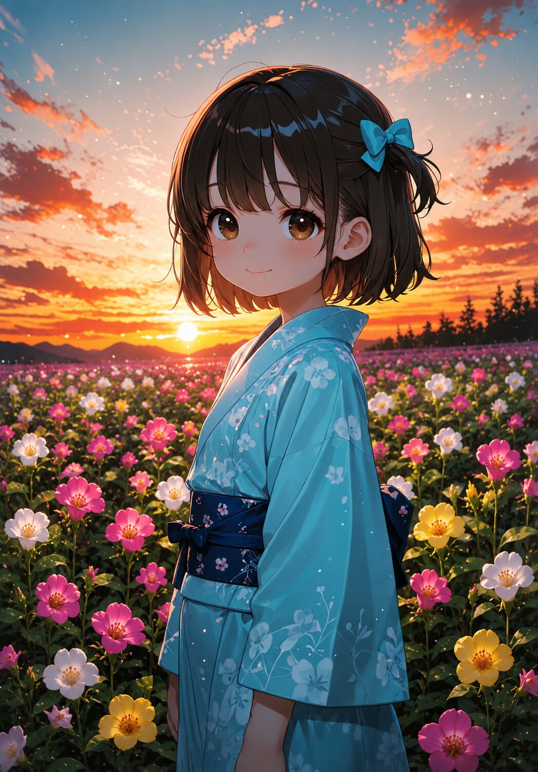 夕映えに咲くオシロイバナ