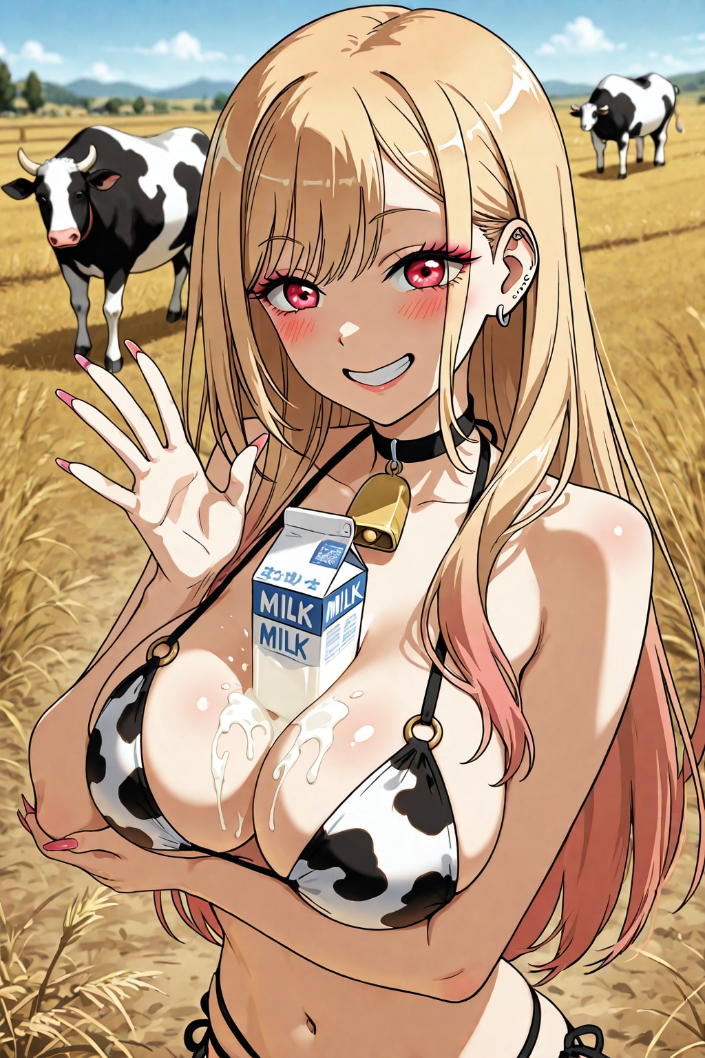 牛ビキニで牛乳挟みな海夢ちゃん🐮👙😍