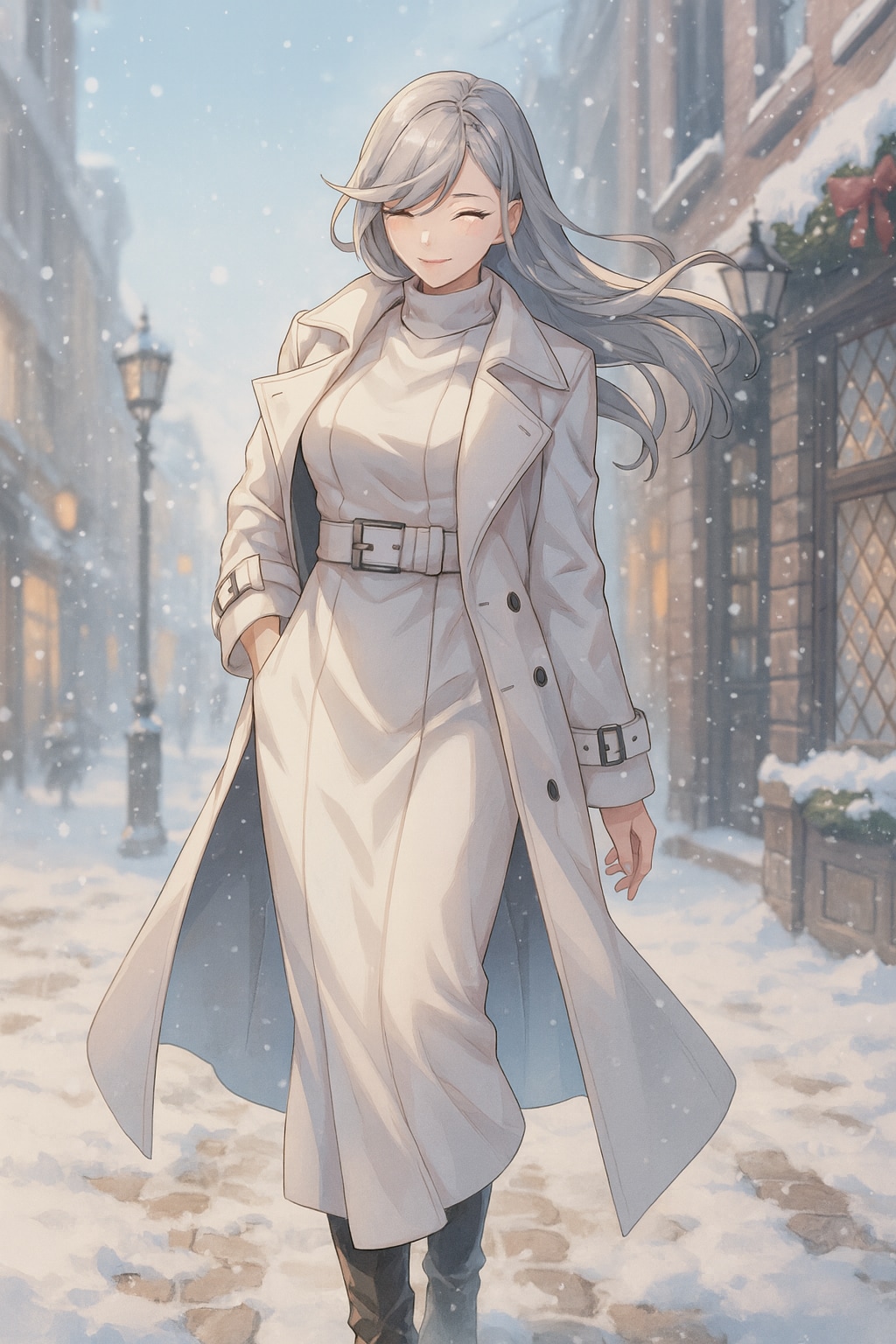 白いコートの女に乾杯だ。