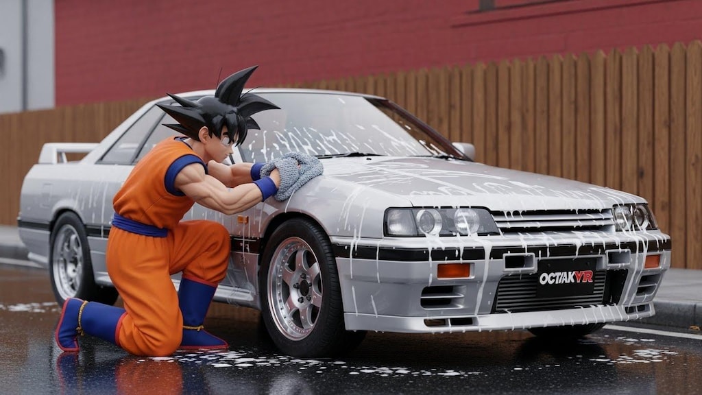 孫悟空がR31GT-SRを洗う