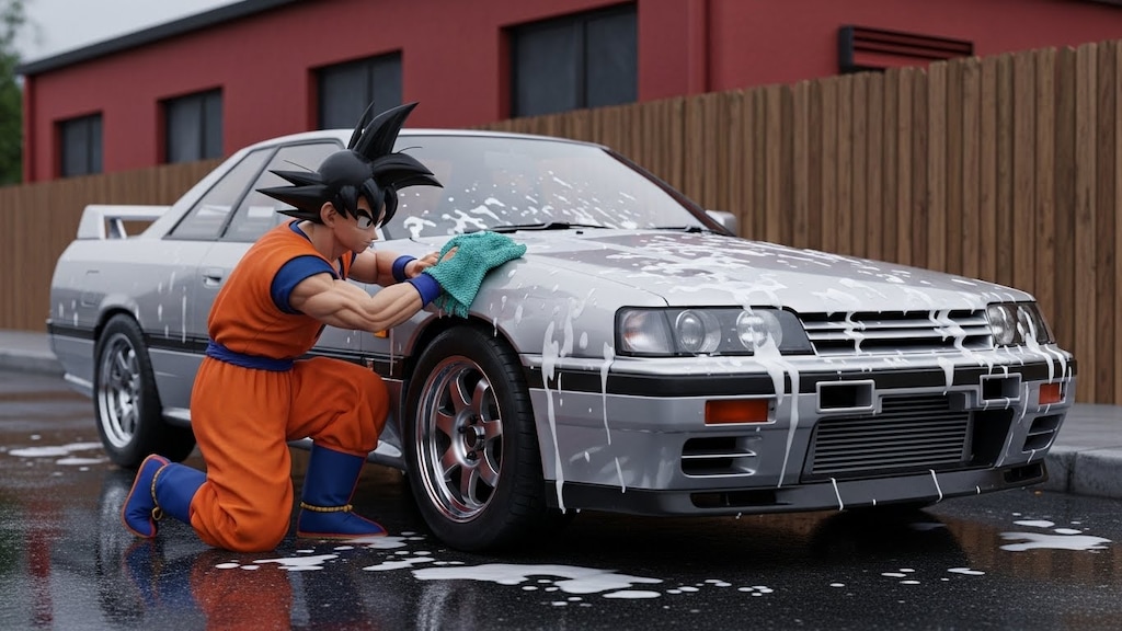 孫悟空がR31GT-SRを洗う