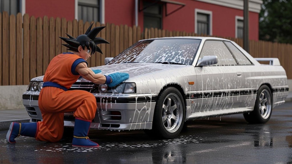 孫悟空がR31GT-SRを洗う