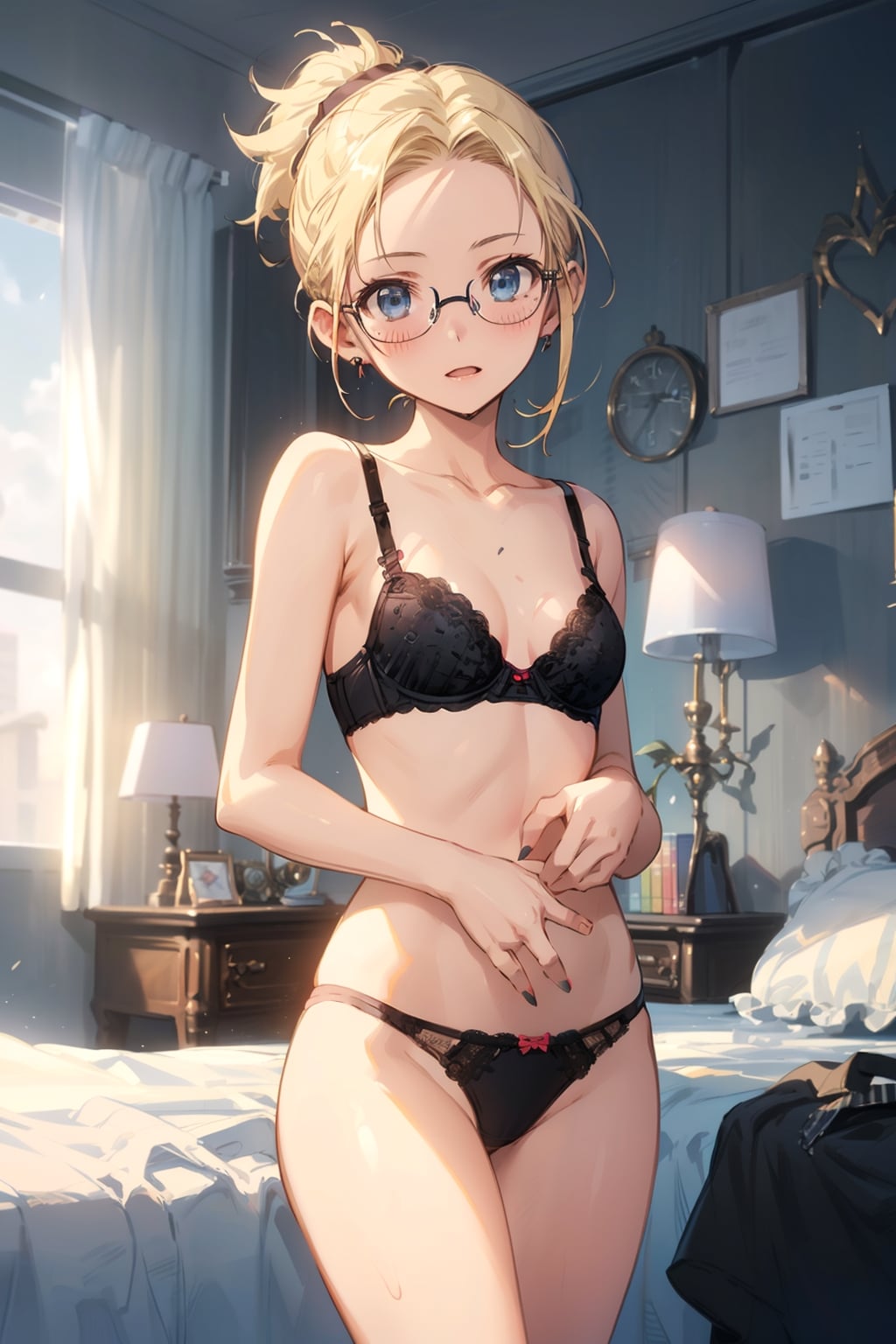 下着の眼鏡っ娘