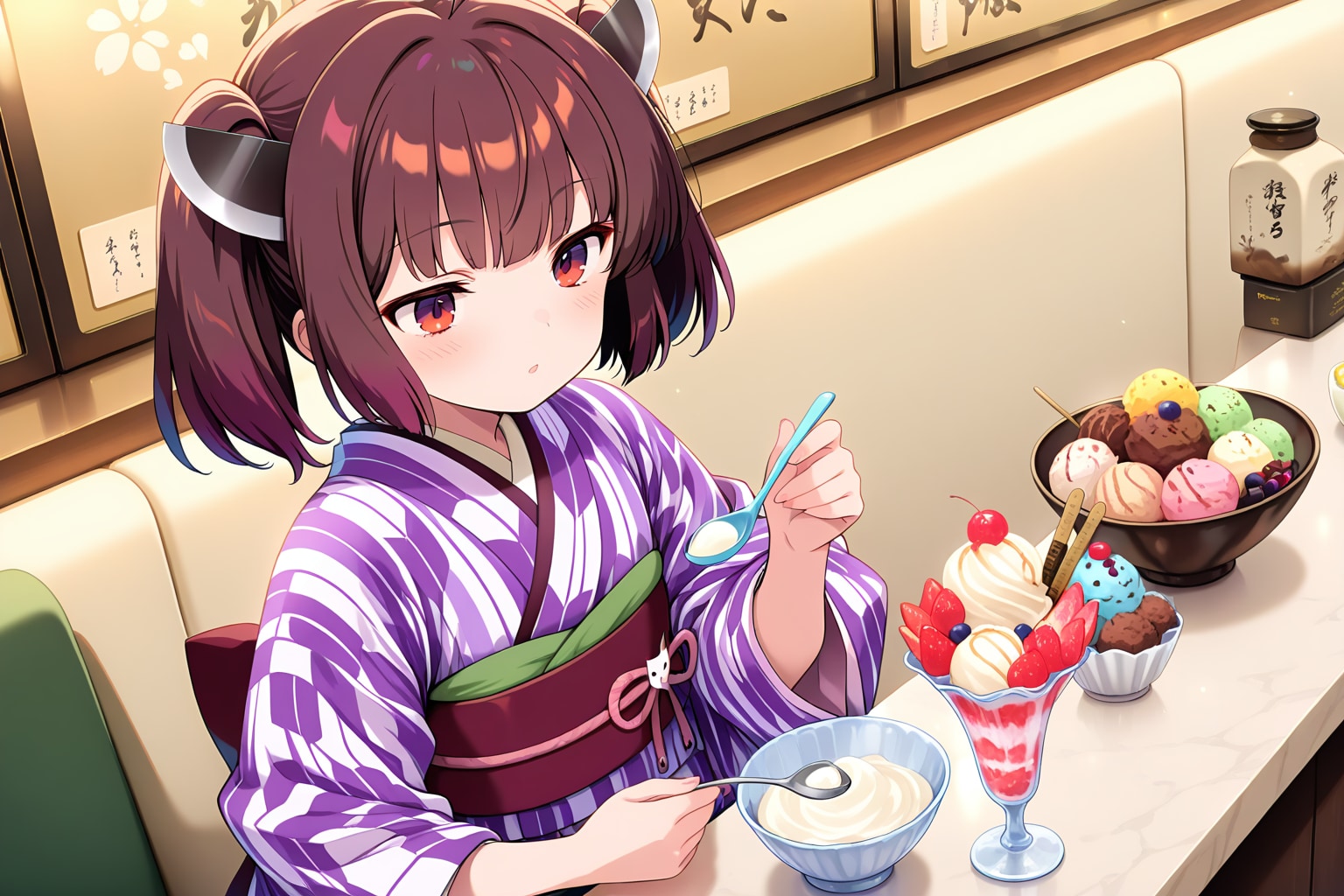 １８回目　きりたんに大正ロマンなアイスクリンを食べてもらう | の人気AIイラスト・グラビア