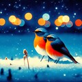 Redstarts in winter night 2枚目