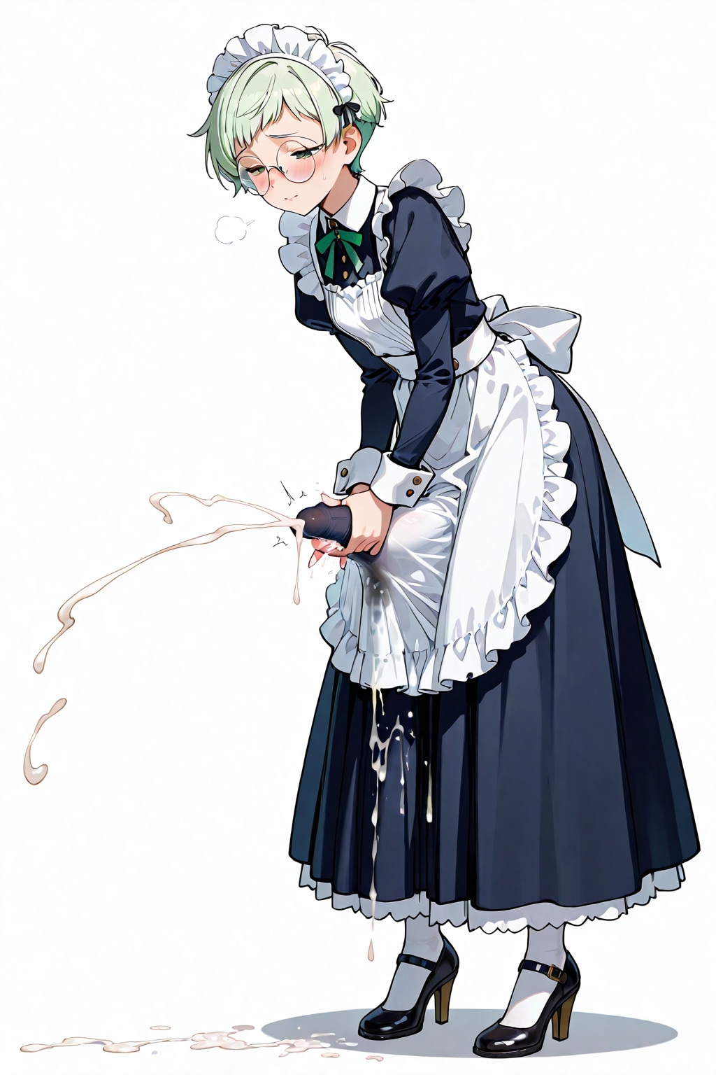 Midori enjoying herself in her maid outfit
