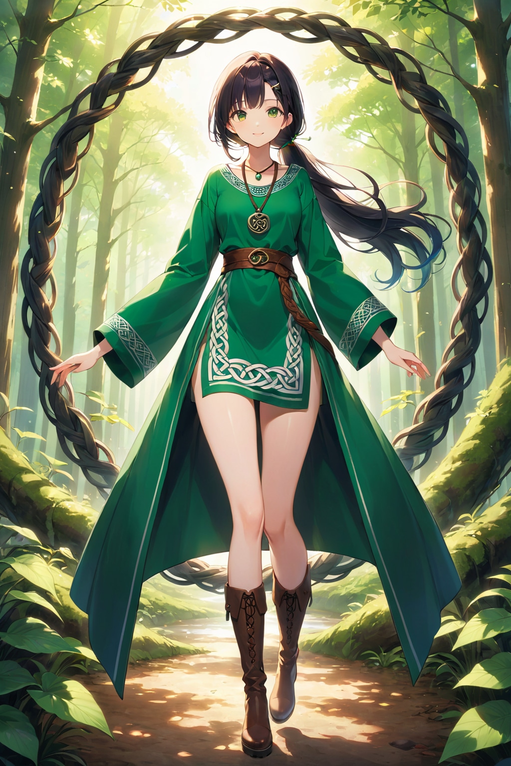 レギンス付きケルト結び刺繍チュニック | の人気AIイラスト・グラビア