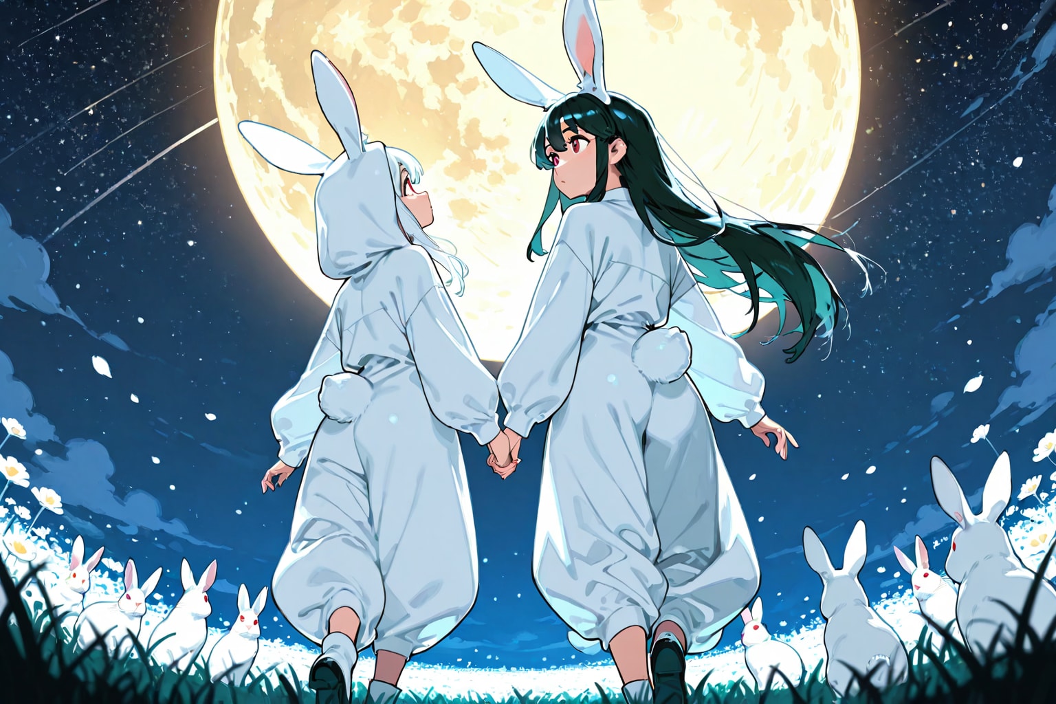 【#アルマゲスト】月に思いを馳せる子兎達「モデル: DAISY」 | の人気AIイラスト・グラビア