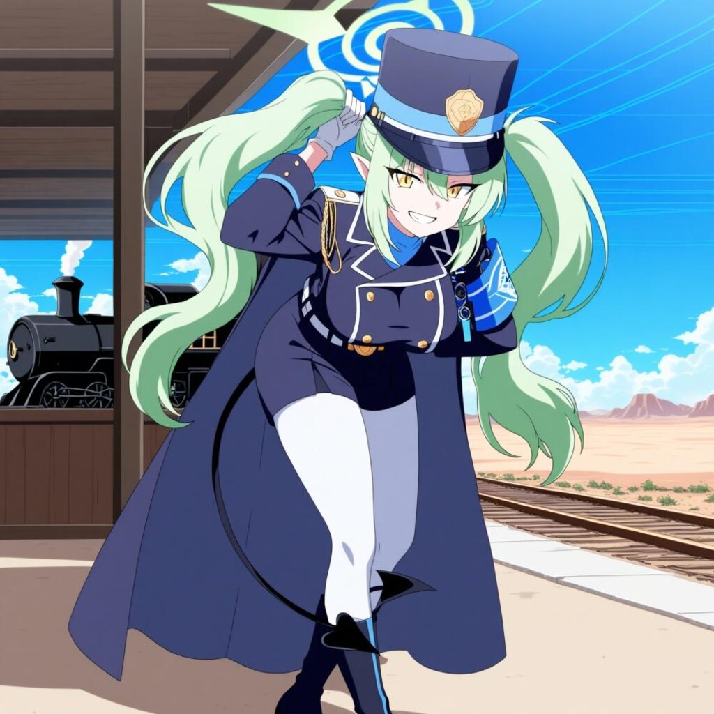 アニメ風、手ツインテ鉄道シュポガキ&人妻シュポガキ