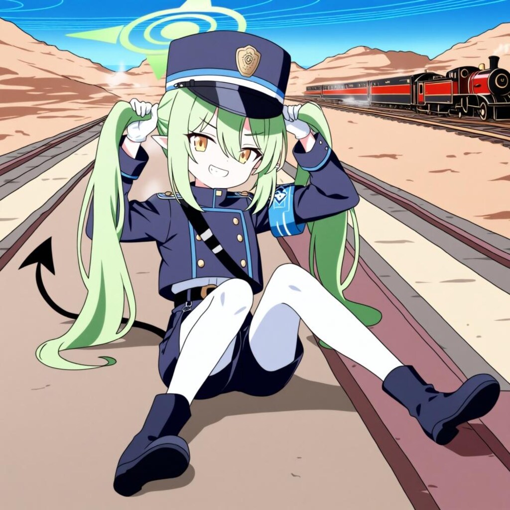 アニメ風、手ツインテ鉄道シュポガキ&人妻シュポガキ