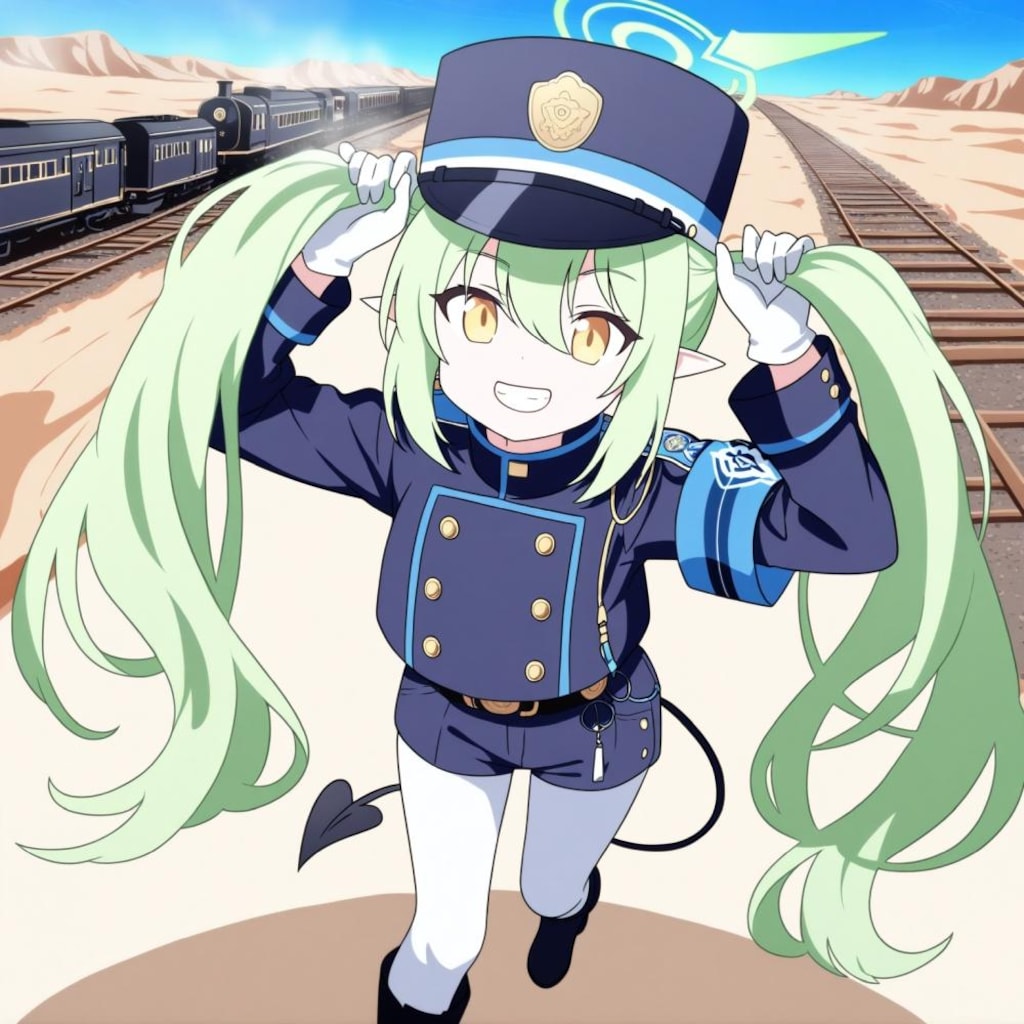 アニメ風、手ツインテ鉄道シュポガキ&人妻シュポガキ