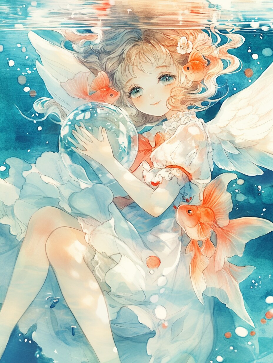 紅き金魚は癒しの水中天使