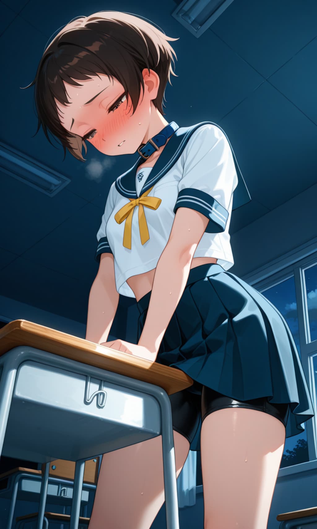 ショートっ娘と、先輩の机の角