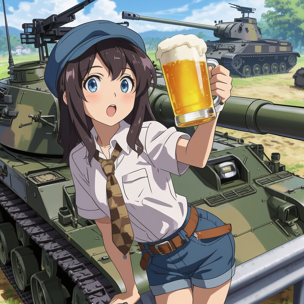 戦車をツマミにビールを飲む | の人気AIイラスト・グラビア