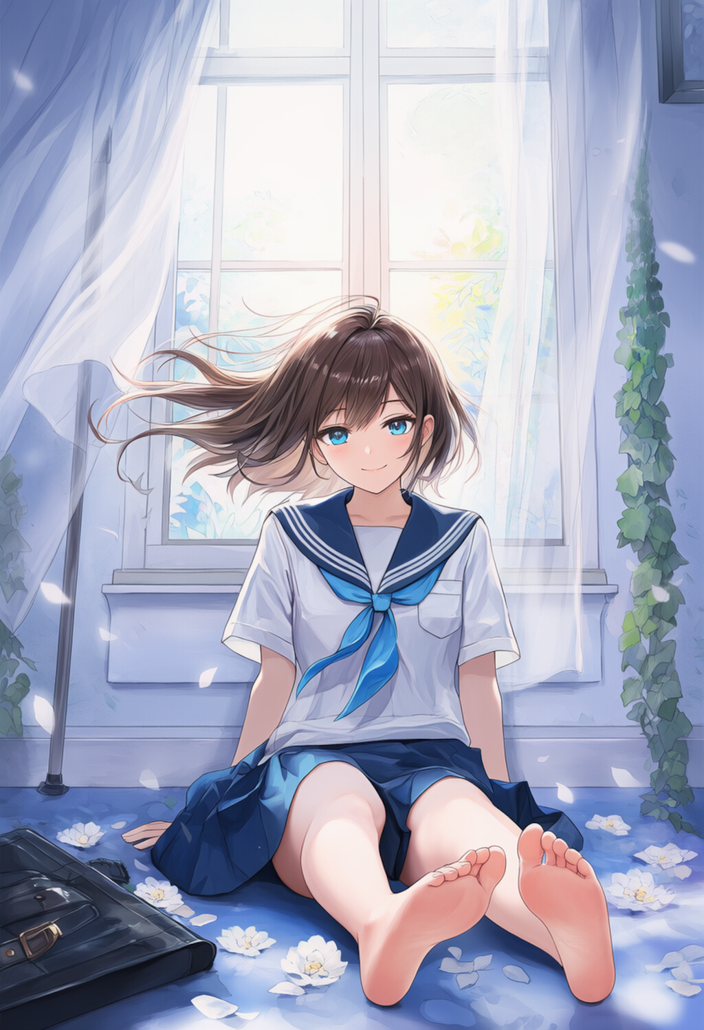 ハイソックスを脱いで一息