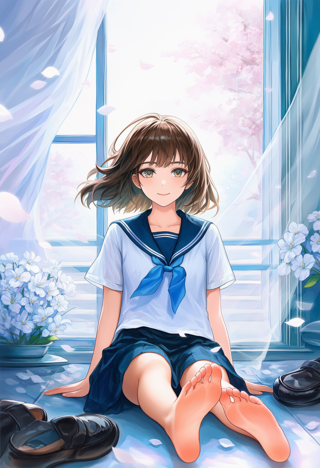 ハイソックスを脱いで一息